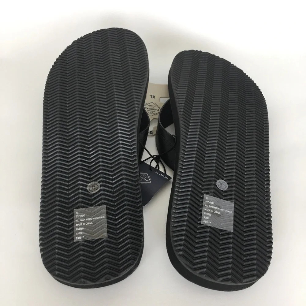 St. John’s Bay Flip-Flop Sandals Black NEW Size XL 13-14 NWT Faux Leather